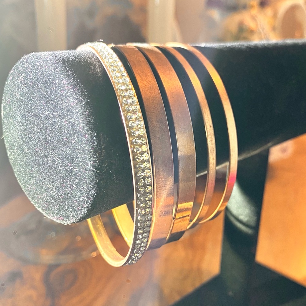5 Copper Bangle Bracelet Set
